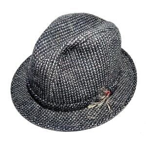 Vintage Hopkins Fifth Ave Grey Tweed Fedora Medium 7 7-1/8